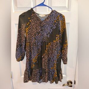 Treasure & Bond Kids Dress - Black with Purple and Orange Floral